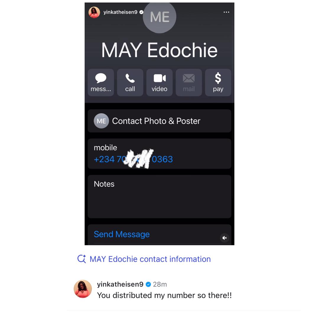 Linc Edochie wife, Yinka, releases May Edochie?s number online; accuses the businesswoman of distributing her number to fans